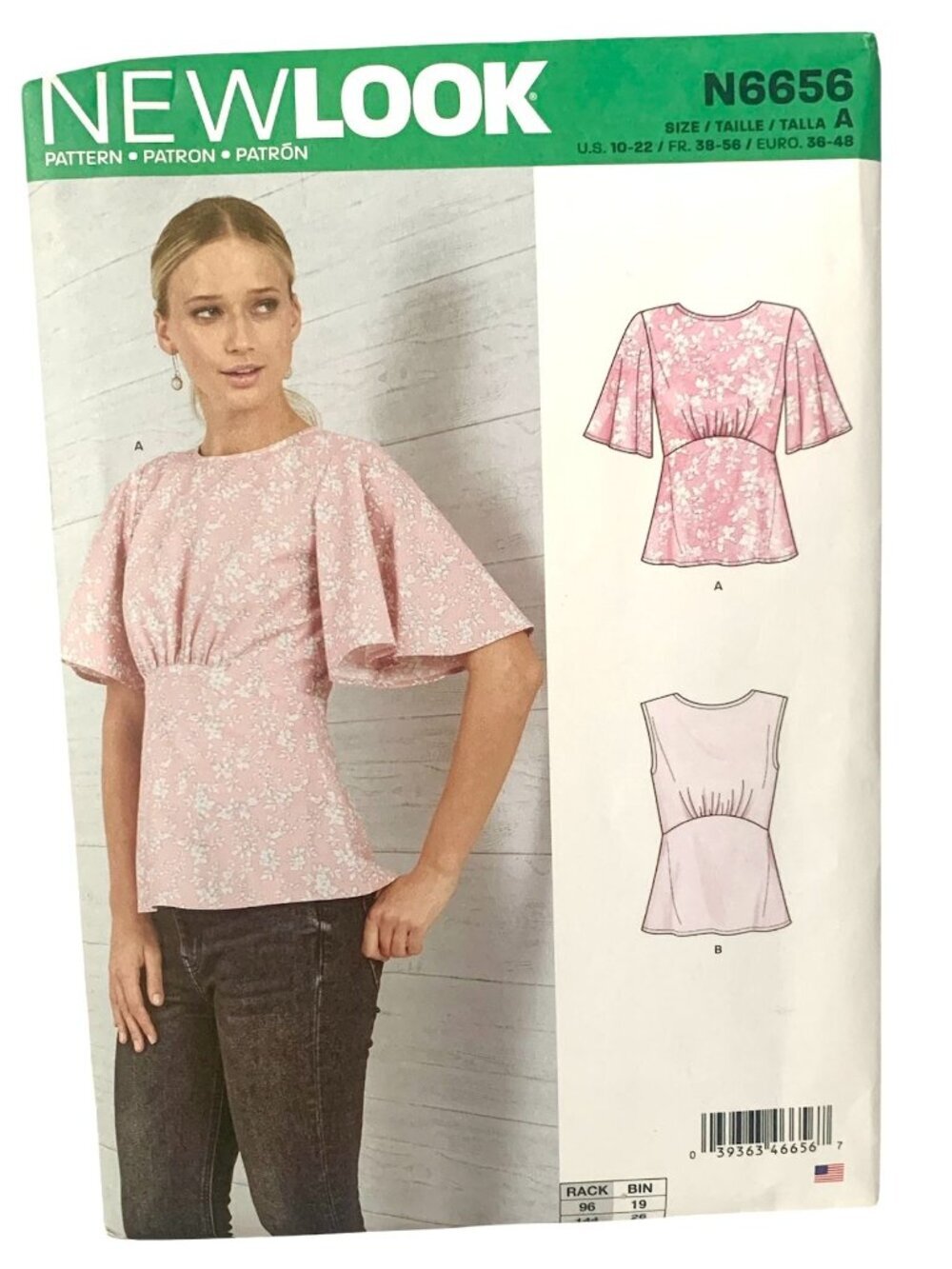 New Look N6656 Pattern Misses Top Optional Back Opening & Flared Sleeves Uncut
